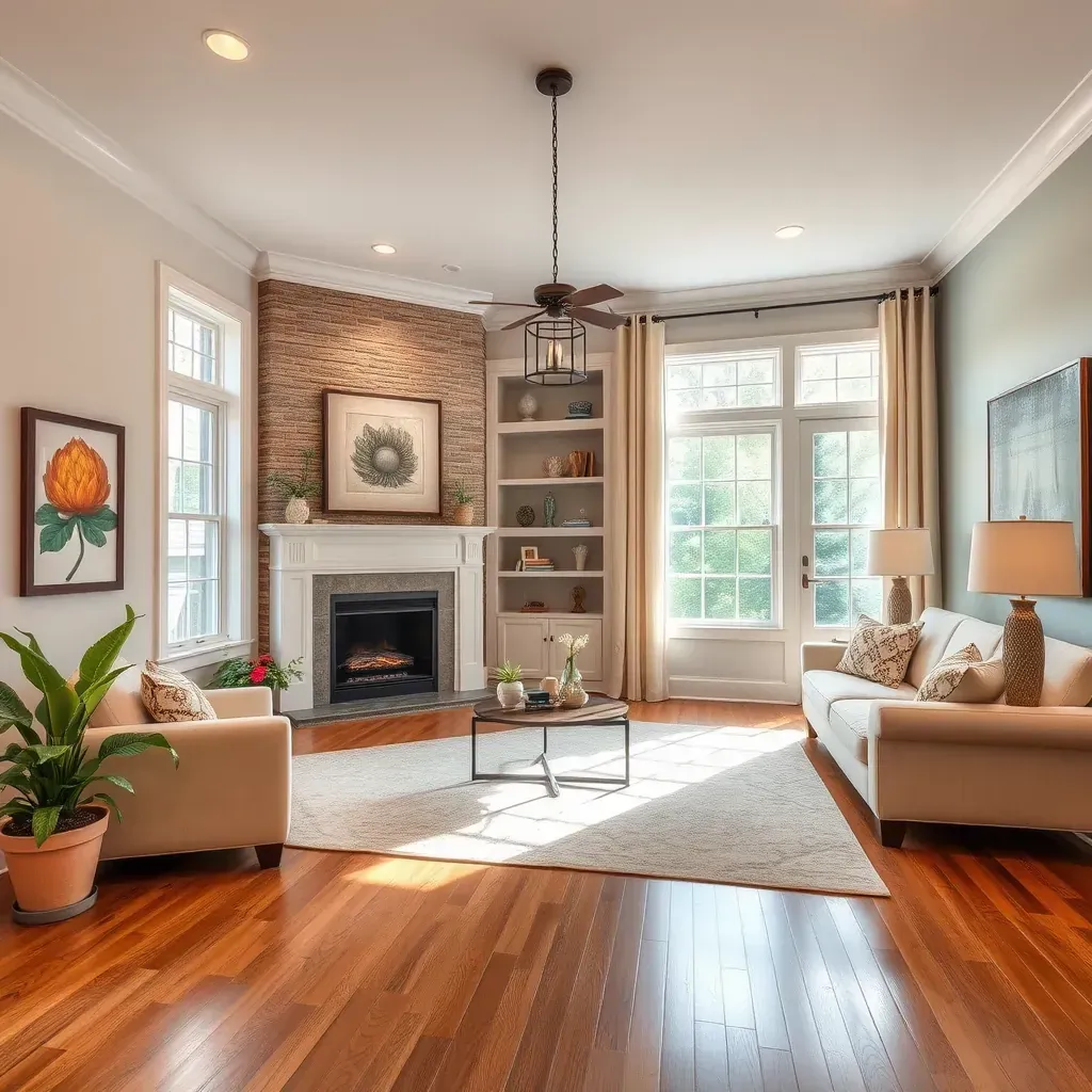 Home Restoration & Remodeling in Raleigh, NC, showing a renovated kitchen with modern cabinets, countertops, and hardwood floors.