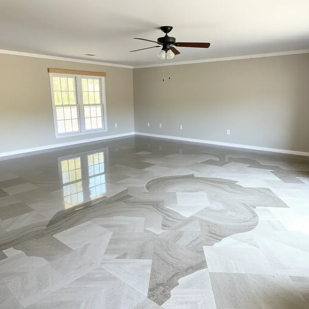 Water damage restoration in Bunn, NC: water-stained floors, peeling drywall, fans, dehumidifiers, and exposed insulation.