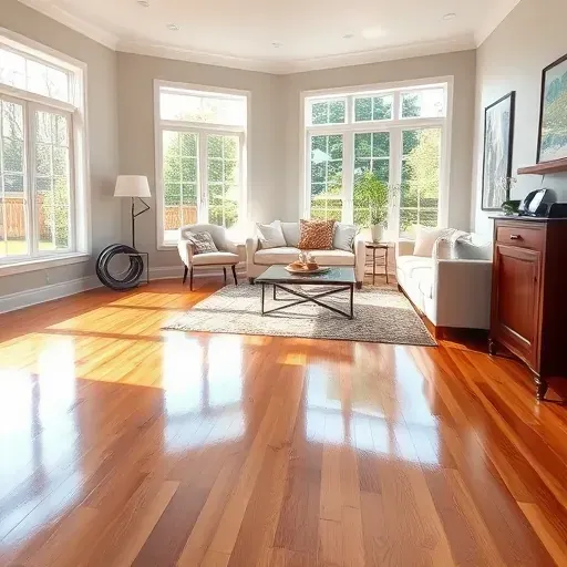 Restored Dunn, NC living room with polished floors, fresh paint, moisture-proofing tools, and organized, damage-free decor.