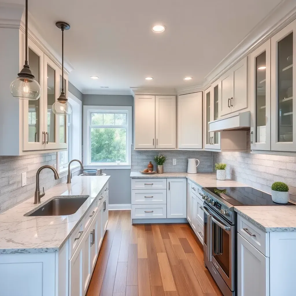 Modern Raleigh kitchen with sleek cabinetry, stainless steel appliances, and bright, natural lighting.