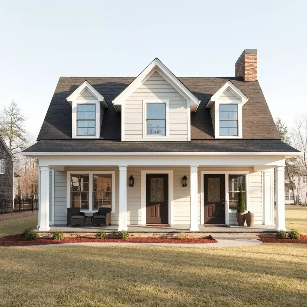 Charming renovated home in Coats, NC with modern siding, restored porch, lush gardens, and rural backdrop.