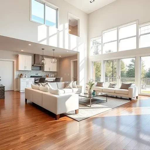 Beautifully renovated Apex, NC home interior featuring a spacious living room, high ceilings, large windows, hardwood floors, and modern decor.