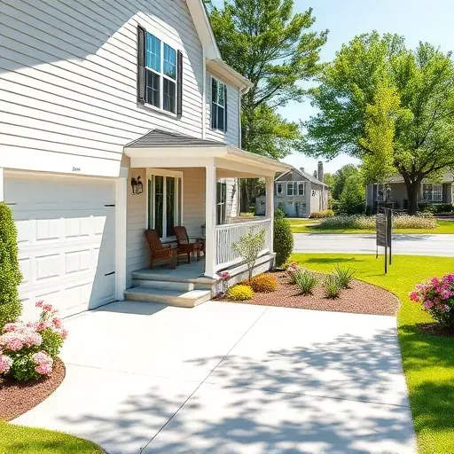Renovated Erwin, NC home with fresh siding, updated windows, modern porch, lush landscaping, and sunny suburban surroundings.