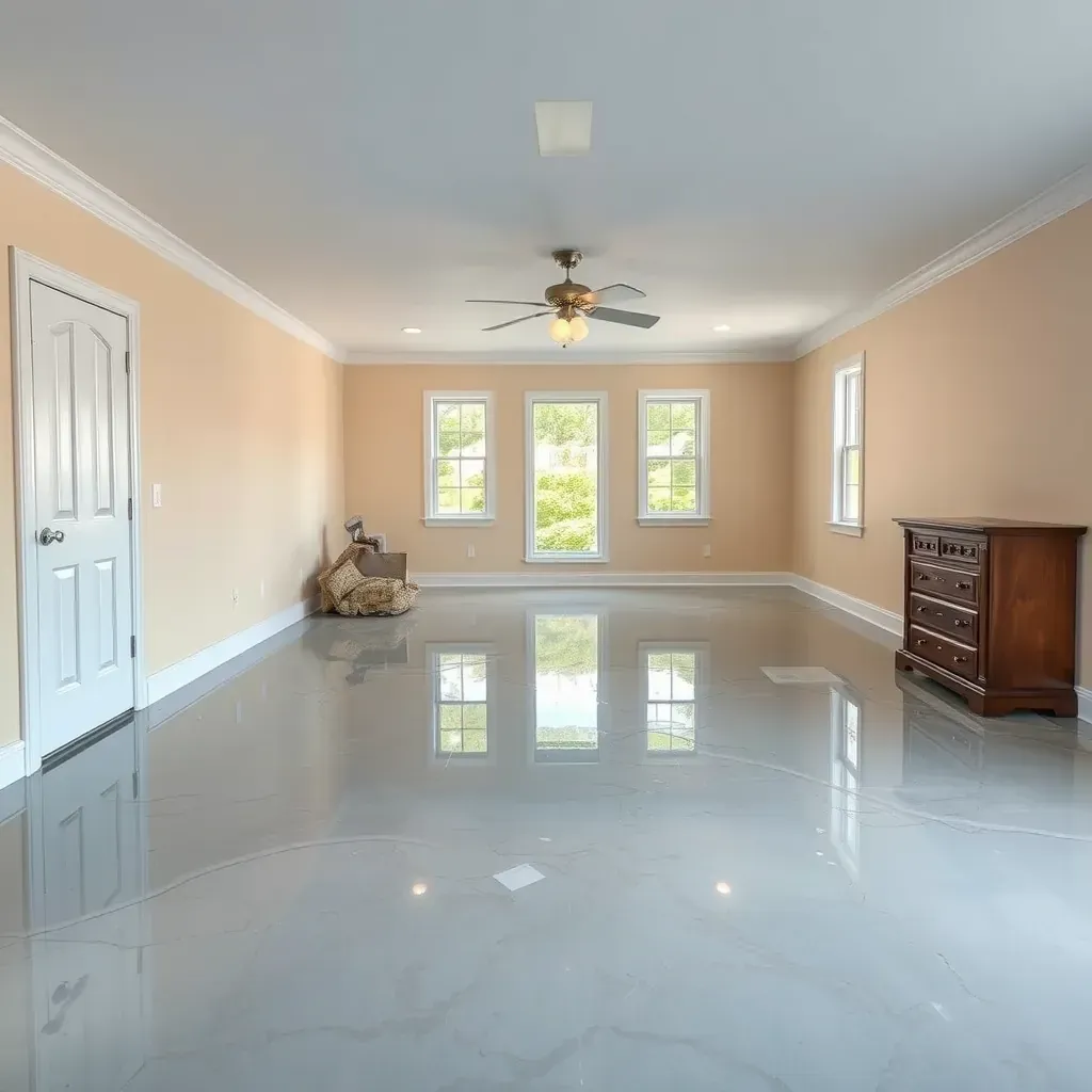 Water damage restoration in Creedmoor, NC, showing damaged walls, water on floors, cleanup equipment, and a professional setup.