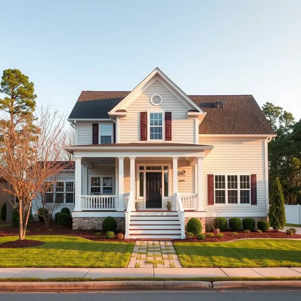 Beautiful Clayton, NC home with renovated siding, new windows, landscaping, and construction tools showing recent remodeling.