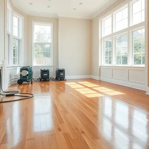Restored interior of a water-damaged home in Garner, NC, showing clean, dry walls, hardwood floors, and professional repair details.