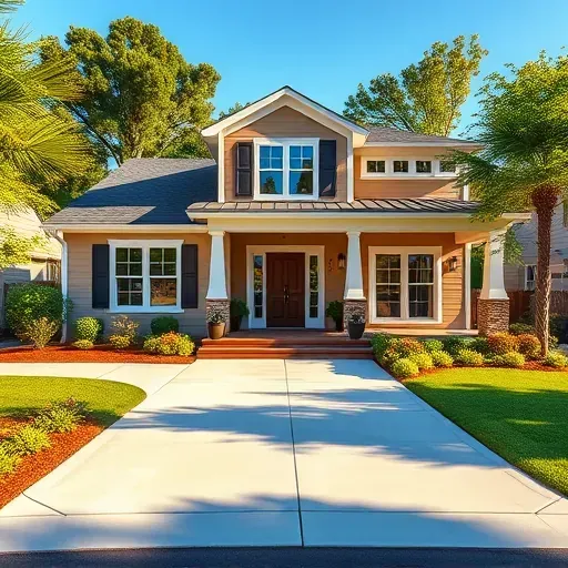 Beautiful renovated home in Selma, NC with vibrant exterior paint, lush landscaping, sleek driveway, and welcoming front porch.