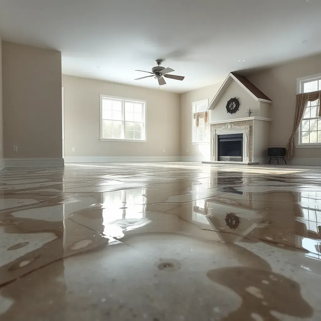 Water damage restoration in Coats, NC: technicians removing water, drying soaked drywall, using dehumidifiers in a damaged home.