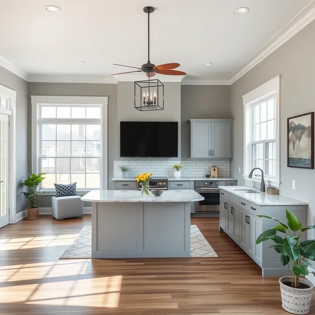 Charming Youngsville, NC home under renovation with workers, tools, fresh landscaping, and vibrant surroundings.