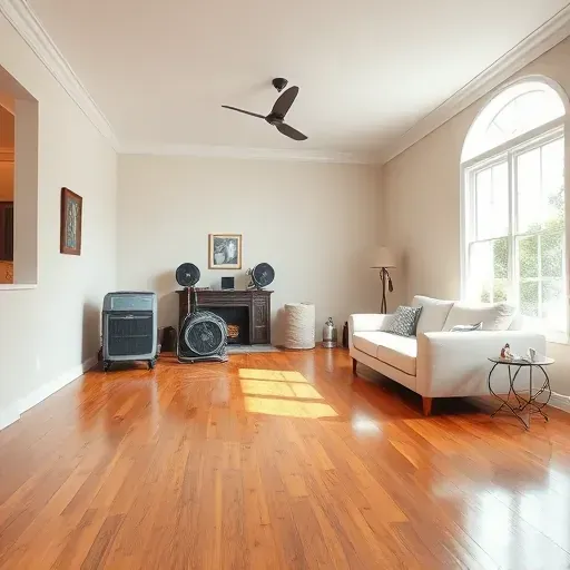 Restored Spring Hope, NC home interior showing water damage repair with clean walls, hardwood floors, and professional equipment.