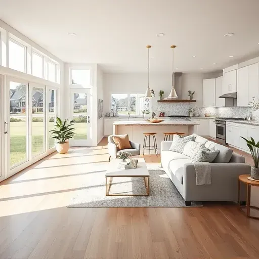 Modern renovated Zebulon, NC home interior with open living space, hardwood floors, white walls, and bright windows.