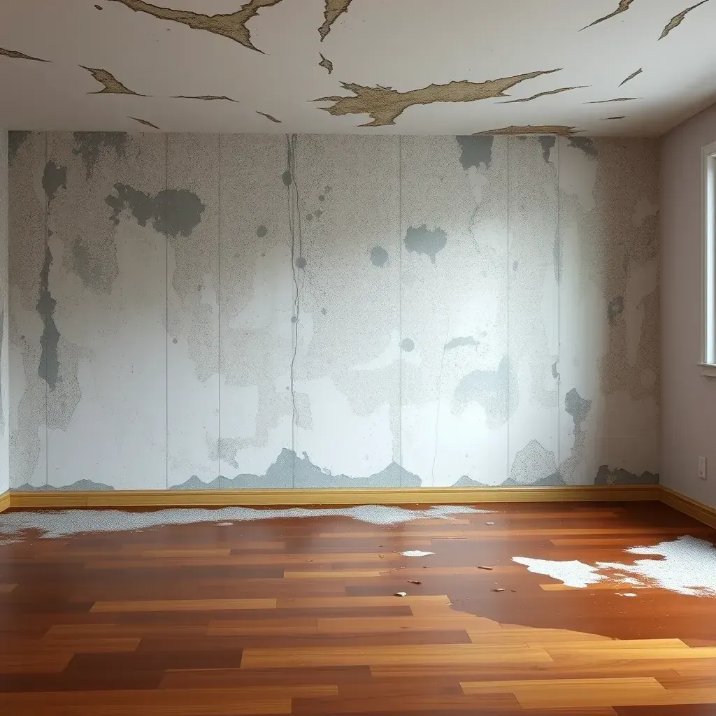 Mold remediation in Raleigh, NC: technicians removing mold from a home walls with tools and protective gear.