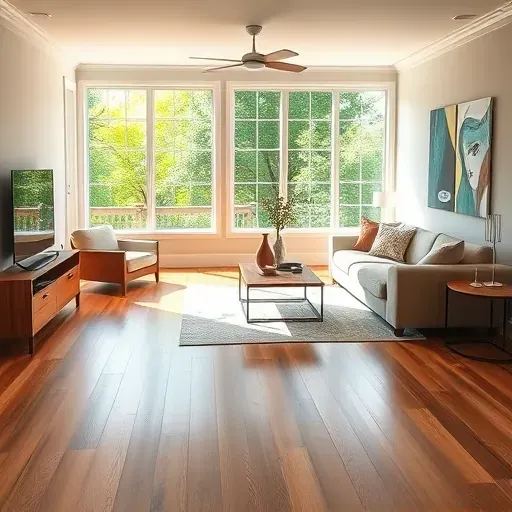Restored Chapel Hill living room with polished hardwood floors, fresh paint, and undamaged furniture under natural light.