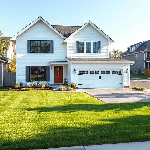 Modern home in Butner, NC with white siding, gray accents, large windows, landscaped yard, and updated exterior features.