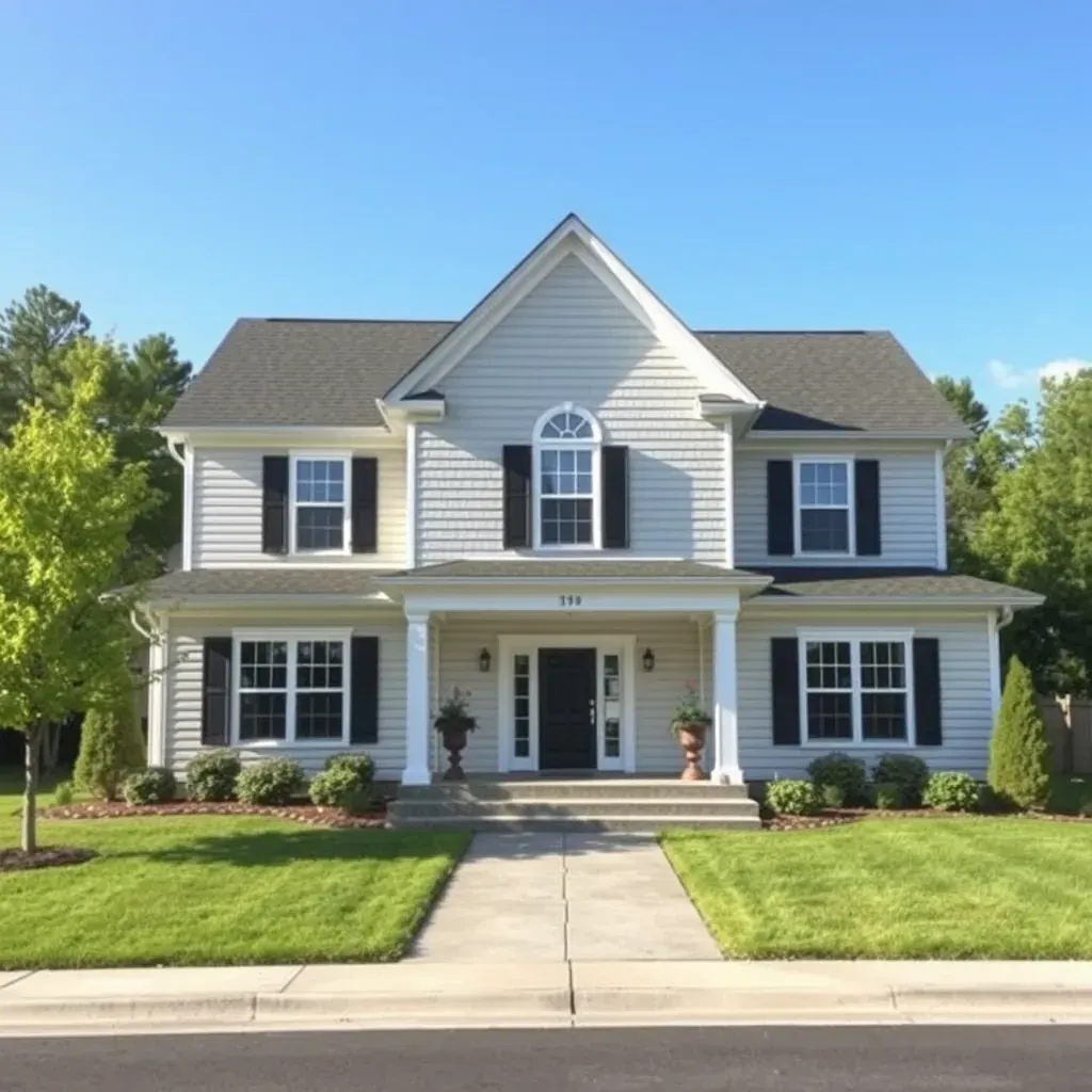 Restored historic home in Princeton, NC with vibrant paint, modern windows, landscaped yard, and a welcoming front porch.