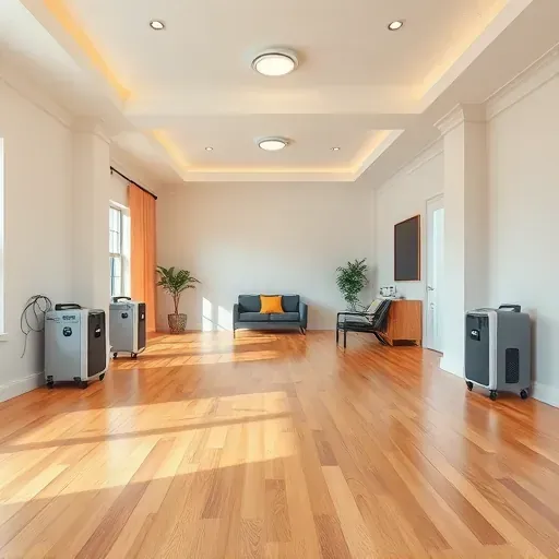 Restored modern interior in Garner, NC, with polished hardwood floors, clean walls, and organized restoration tools.