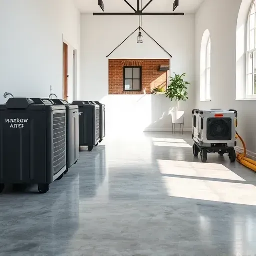 Pristine water damage restoration scene in Coats, NC with organized equipment, cleaned walls, and local architecture details.