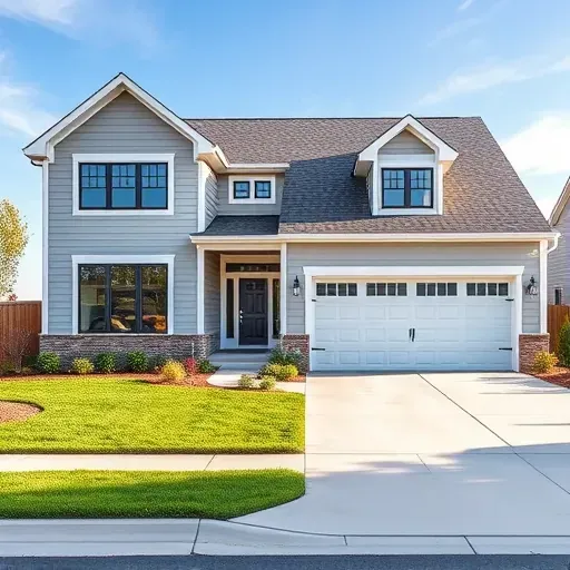 Renovated Mebane home exterior with fresh siding, large energy-efficient windows, landscaped yard, and stylish garage.