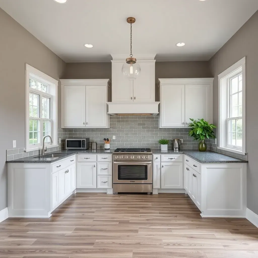 Restored historic Hillsborough home with white siding, black shutters, front porch, lush landscaping, and charming town background.