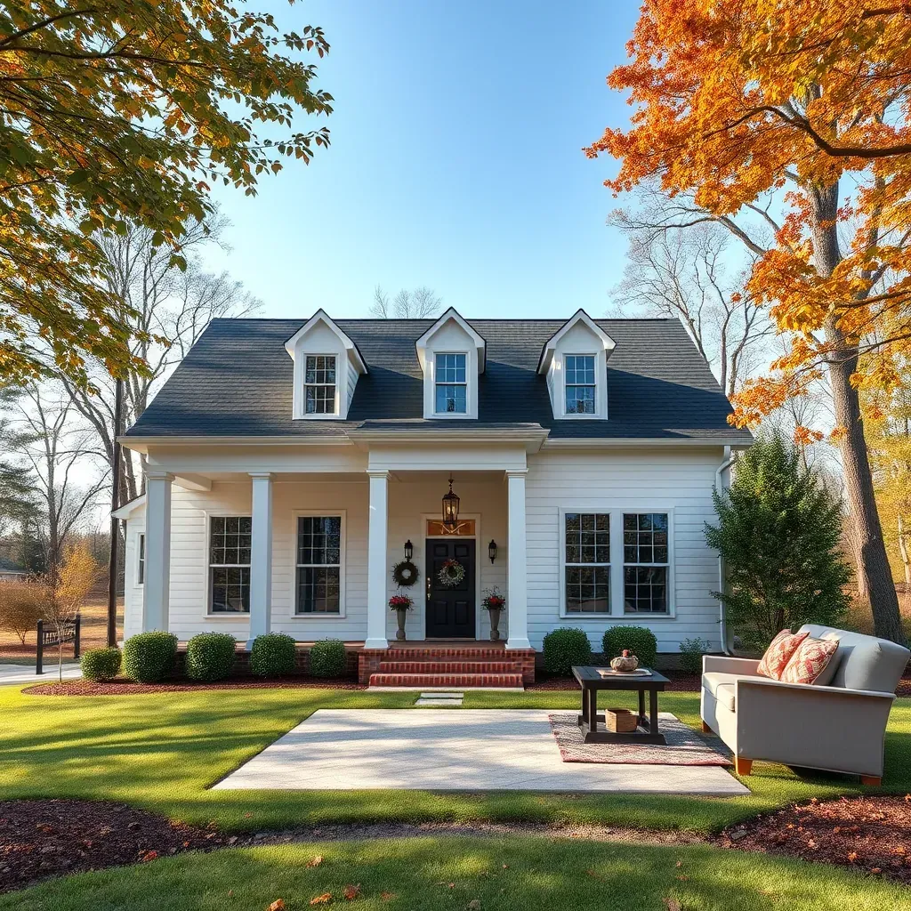 Beautifully renovated Spring Hope home with fresh paint, stylish windows, lush landscaping, and modern outdoor features.