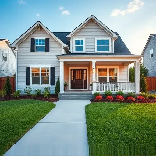 Renovated Wendell, NC home exterior with modern siding, lush landscaping, stylish porch, and vibrant floral beds.
