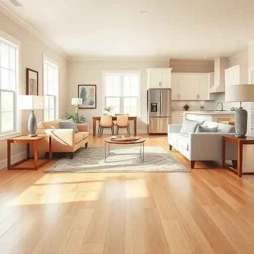 Restored home interior in Wendell, NC, showing a bright, clean living room and renovated kitchen after water damage repair.