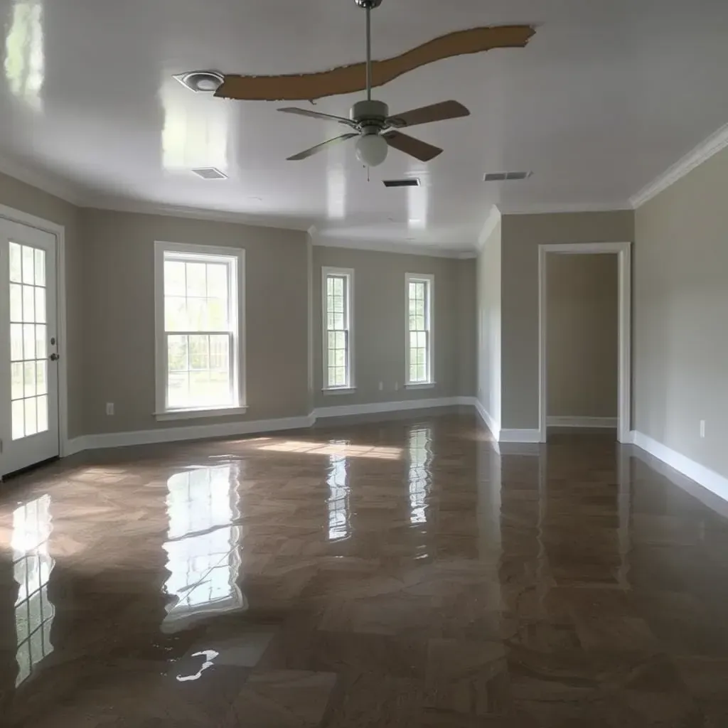 Close-up of water damage restoration in Creedmoor, NC, showing repaired walls, drying equipment, and moisture inspection tools.