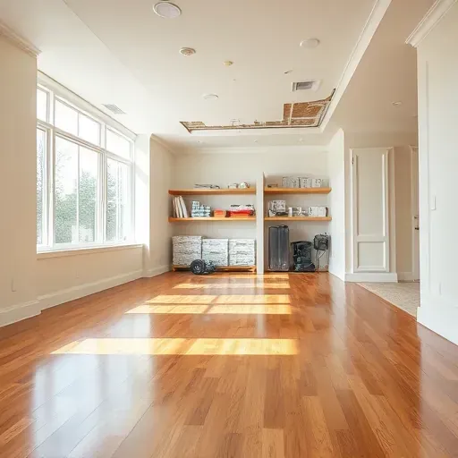 Restored interior in Butner, NC featuring polished hardwood floors, fresh neutral walls, and organized storage, showing water damage repair.