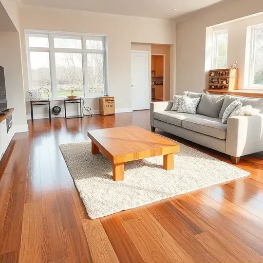 Restored modern living room after water damage in Bunn, NC; clean floors, fresh paint, and organized space highlight expert craftsmanship.