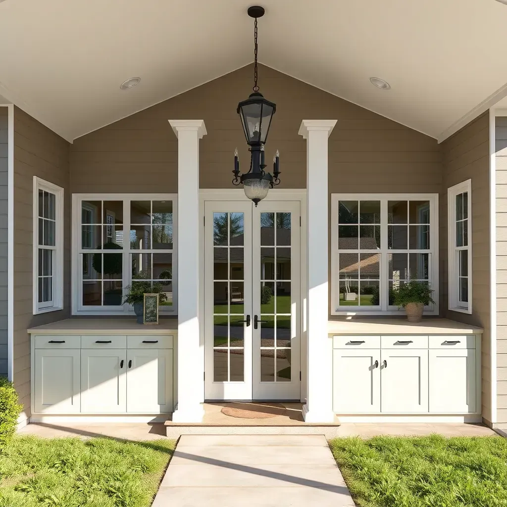 Charming Four Oaks home in restoration process with fresh paint, construction tools, scaffolding, and lush landscaping.