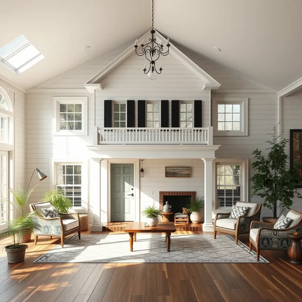 Charming Coats, NC home with fresh paint, upgraded porch, construction tools, lush greenery, and clear bright sky.