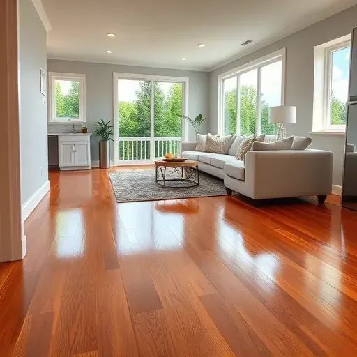 Restored home interior in Bunn, NC, showing a clean, organized living room with polished hardwood floors and freshly painted walls.