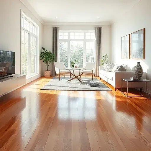Restored Wake Forest living room with clean hardwood floors, neutral walls, modern furniture, and seamless finishes post-water damage.