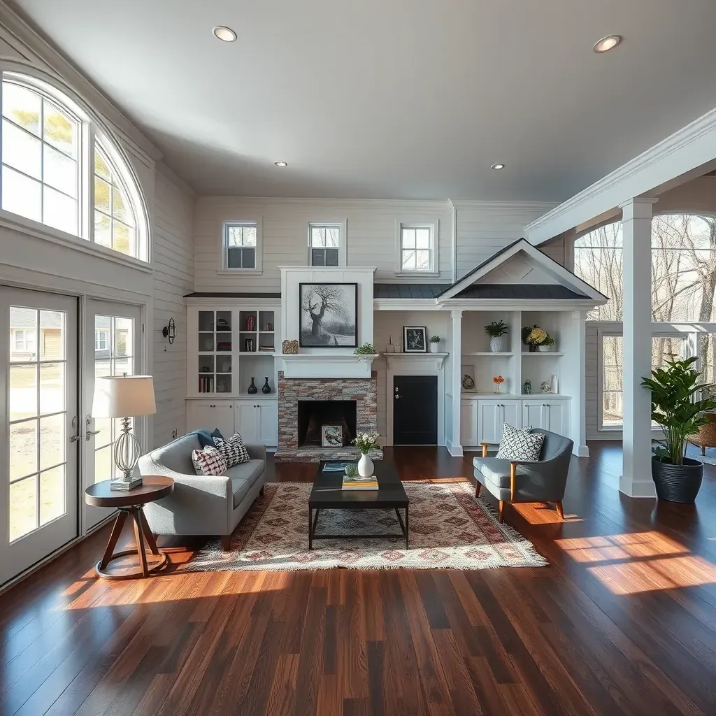 Renovated Franklinton home with modern upgrades, lush landscaping, fresh paint, and stylish porch during daylight.