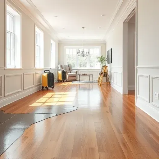 Restored Princeton, NC water damage repair shows pristine hardwood floors, fresh paint, and neat baseboards in a bright, clean space.
