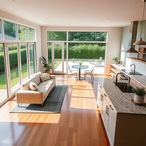 Beautiful renovated home in Louisburg, NC featuring a modern interior, spacious living, large windows, hardwood floors, and lush backyard patio.