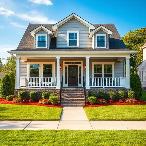 Beautiful home renovation in Wilson's Mills, NC featuring modern siding, energy-efficient windows, lush lawn, and elegant porch lighting.