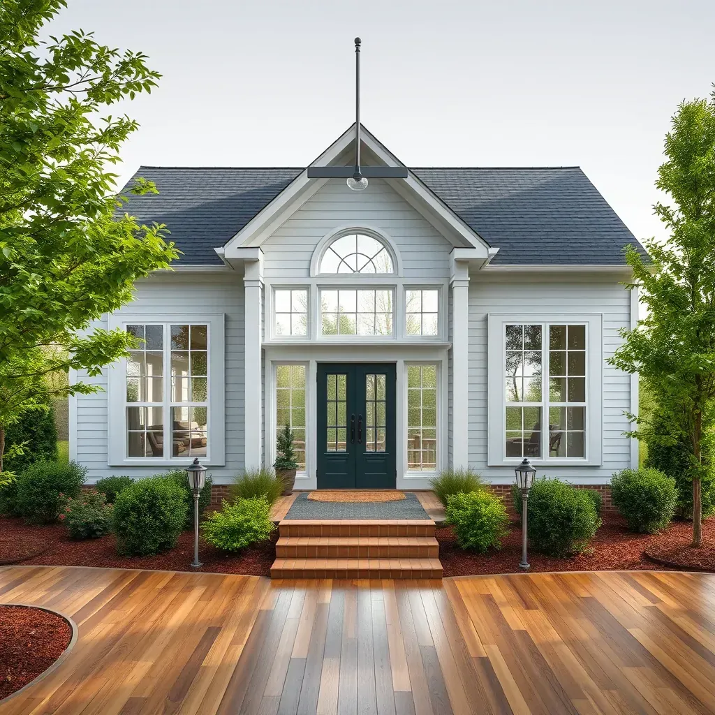 Renovated Dunn, NC home exterior with fresh siding, new windows, landscaped yard, and ongoing remodeling tools.