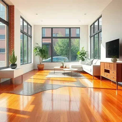 Restored Durham living room with polished hardwood floors, fresh paint, new baseboards, and bright, clean walls.