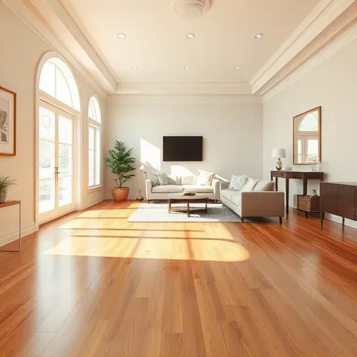 Water damage restored in Four Oaks, NC: pristine floors, fresh paint, bright living space, flawless ceiling repair.