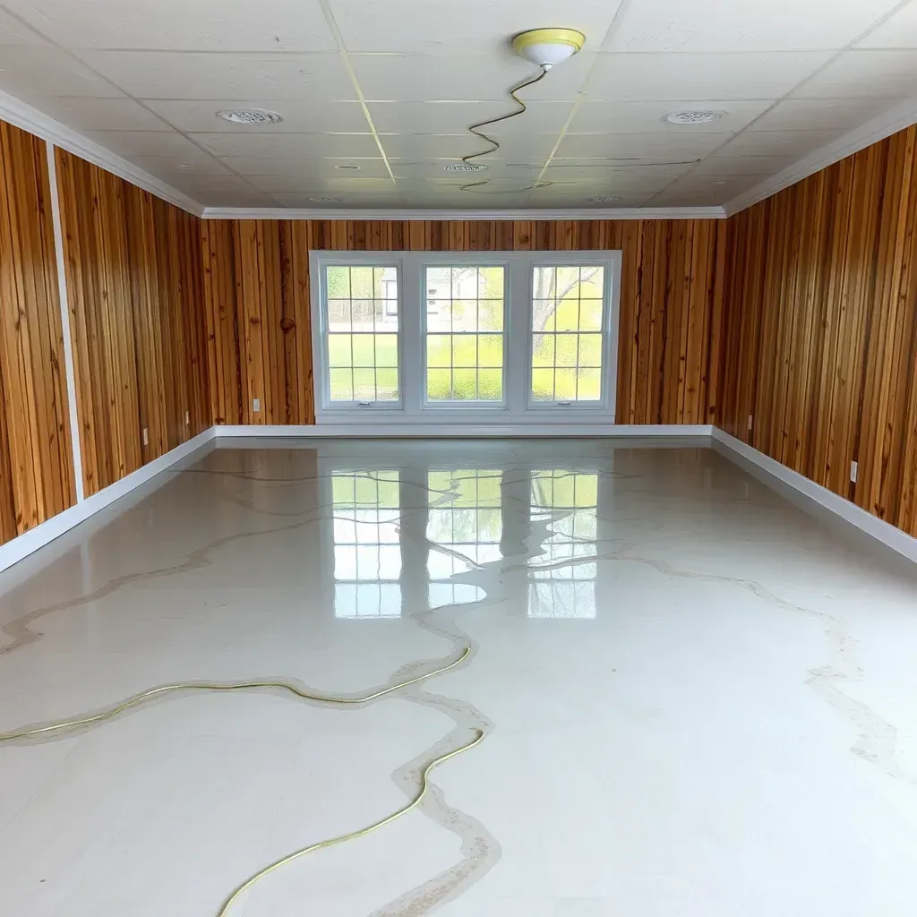 Water damage in Butner, NC home with warped floors, stained walls, wet surfaces, dehumidifiers, and mold growth.