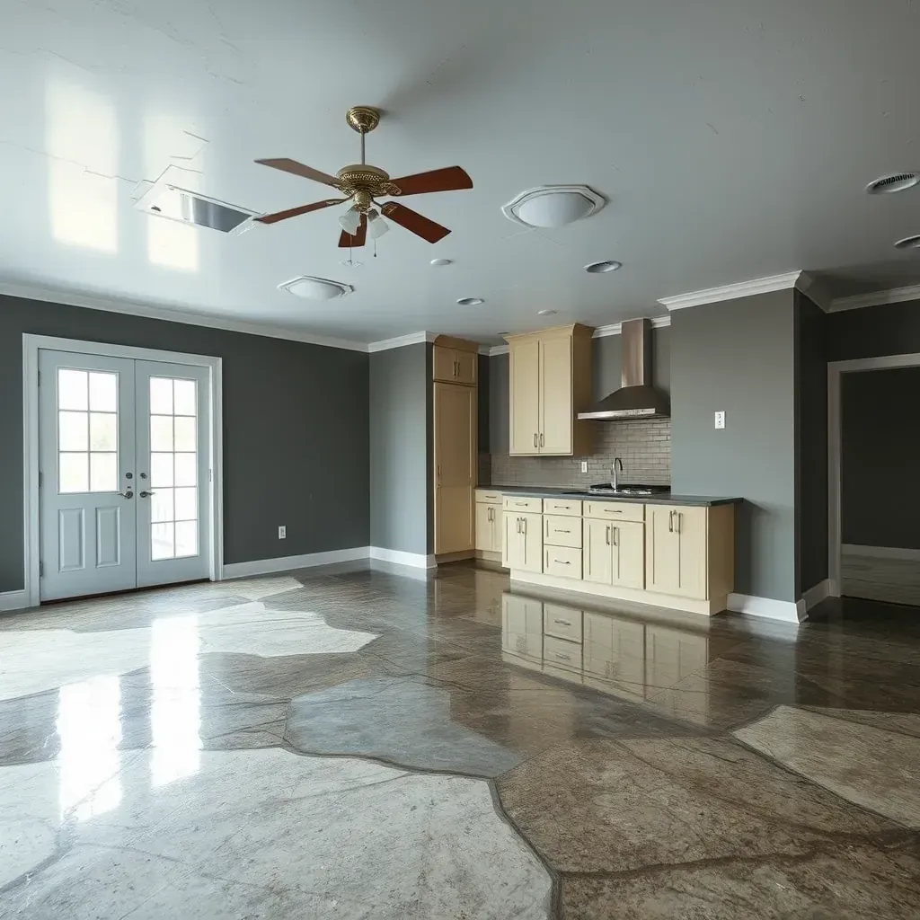 Water damage restoration scene in a Franklinton, NC home showing drywall damage, drying equipment, and restoration tools in use.