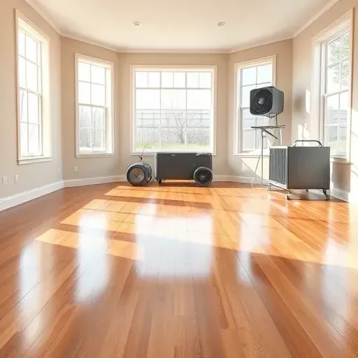 Restored living room in Archer Lodge, NC showing pristine hardwood floors, clean walls, and professional water damage repair.