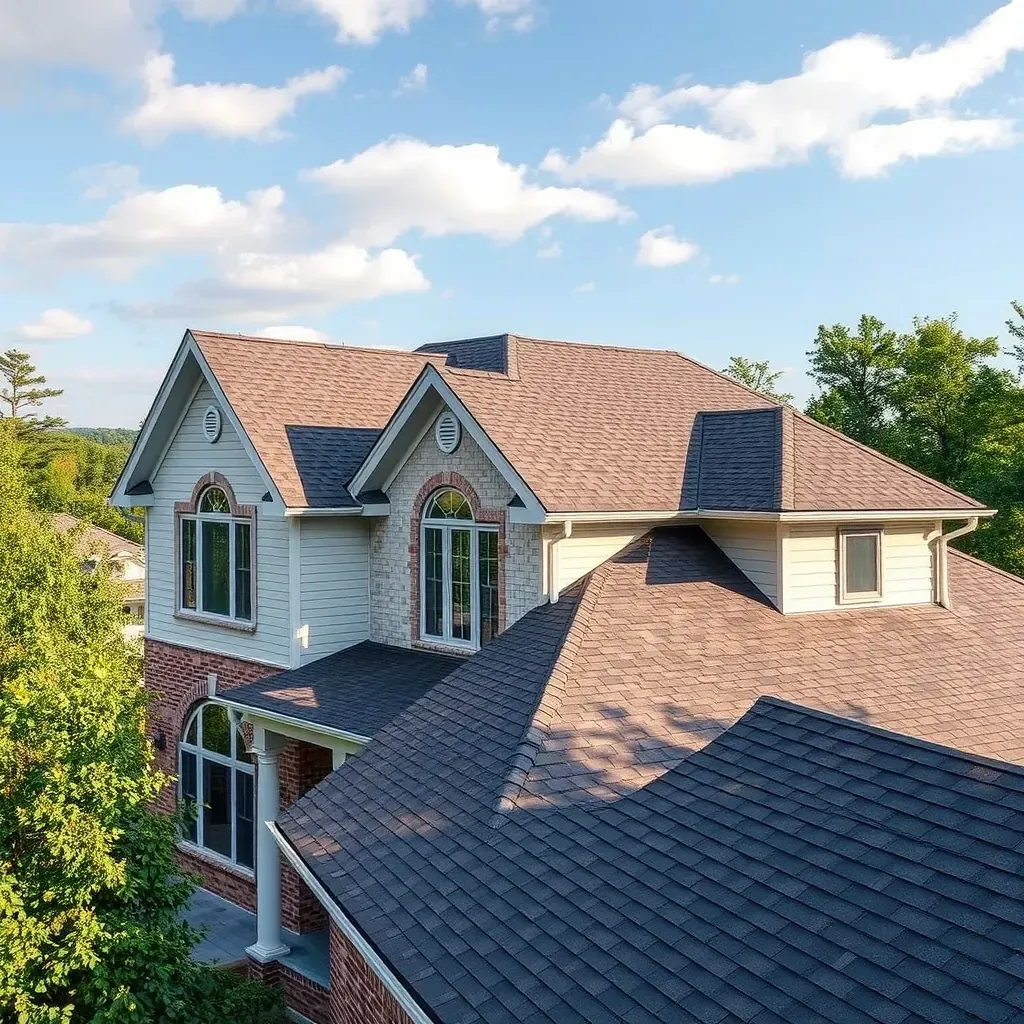Roofing styles in Raleigh, NC: asphalt, metal, and tile roofs on well-maintained homes with lush greenery.