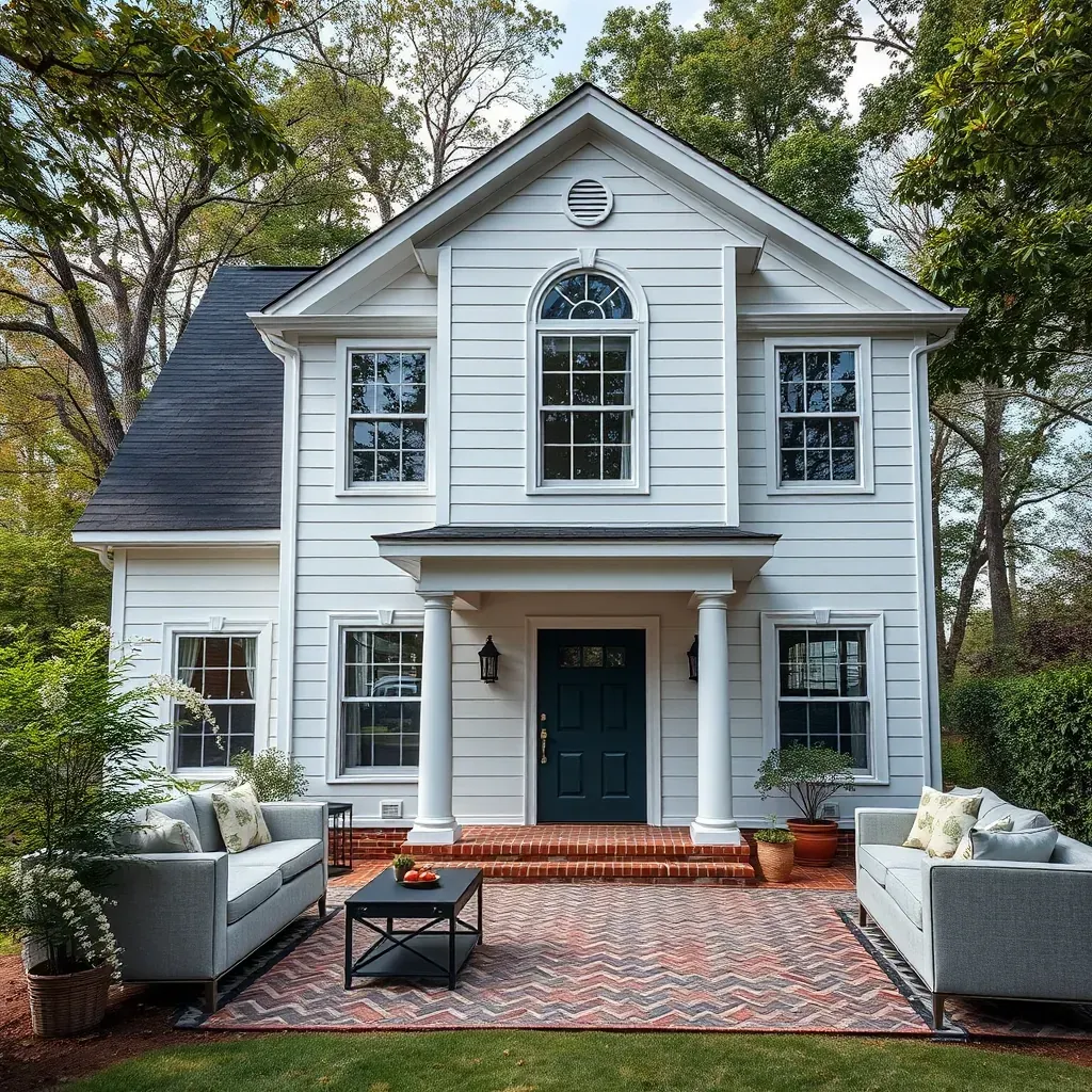 Renovated Craftsman-style home in Raleigh, NC with fresh siding, new porch, lush landscaping, and mature trees.