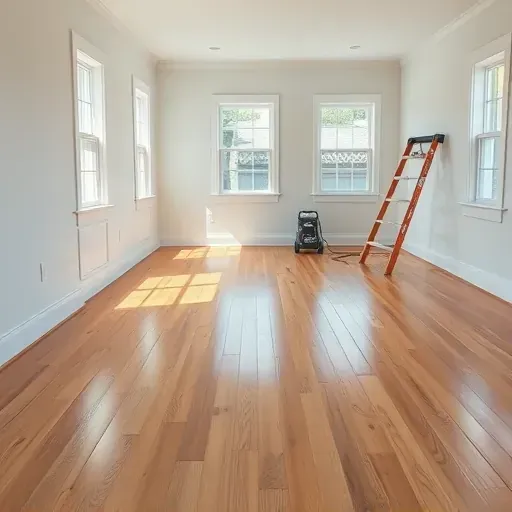 Restored Oxford interior with polished hardwood floors, new drywall, spotless walls, organized tools, showing expert water damage repair.