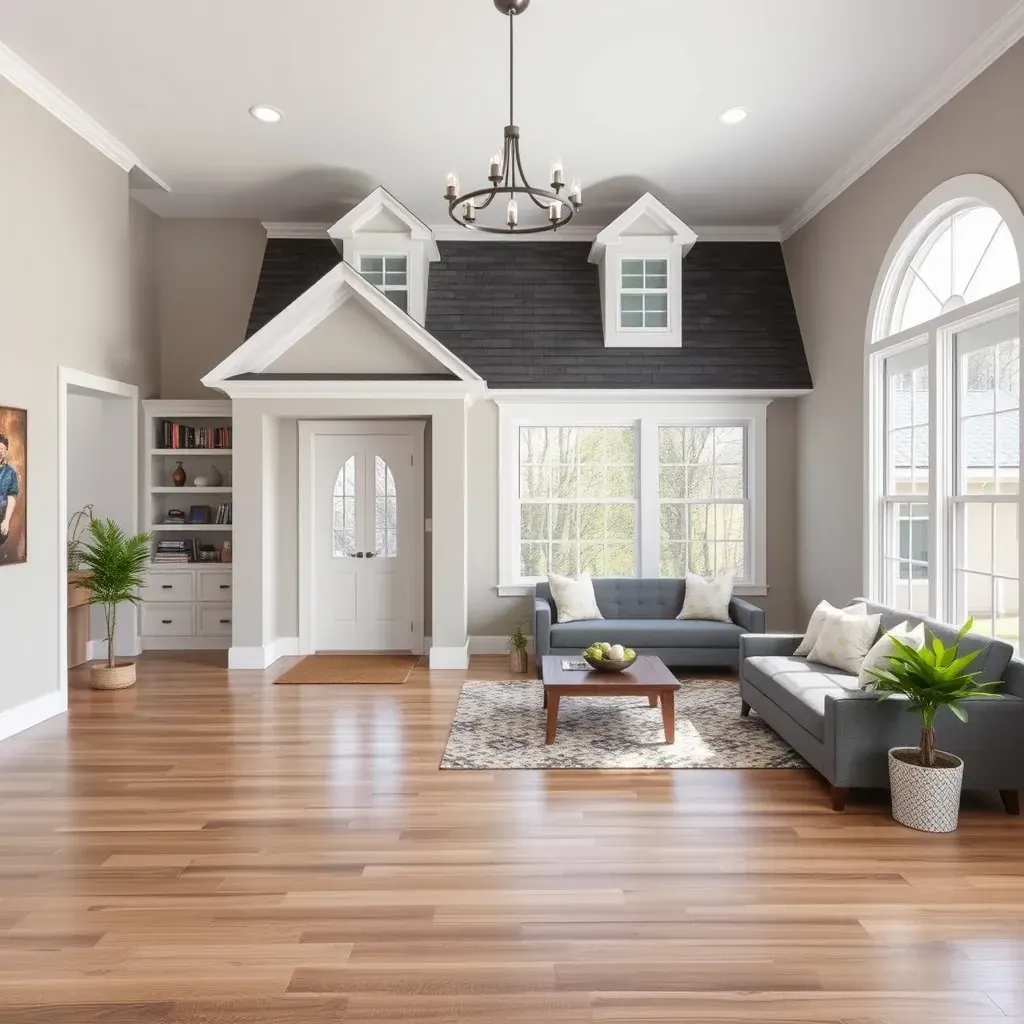 Beautiful home renovation in Creedmoor NC featuring a modern farmhouse, fresh paint, new siding, landscaped garden, and inviting porch.