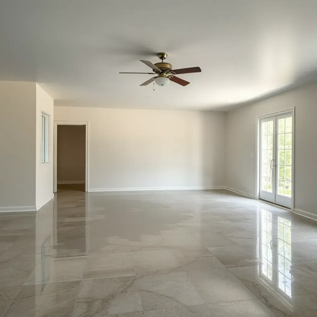 Water damage restoration in Youngsville, NC shows wet floors, peeling paint, mold, and drying equipment inside a suburban home.