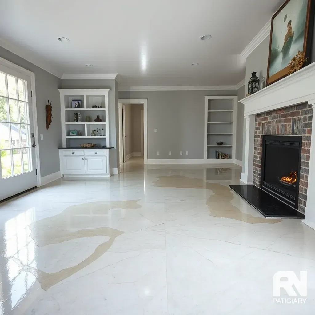 Water damage restoration in Louisburg, NC; wet floors, mold, drying equipment, and damaged walls highlighted.