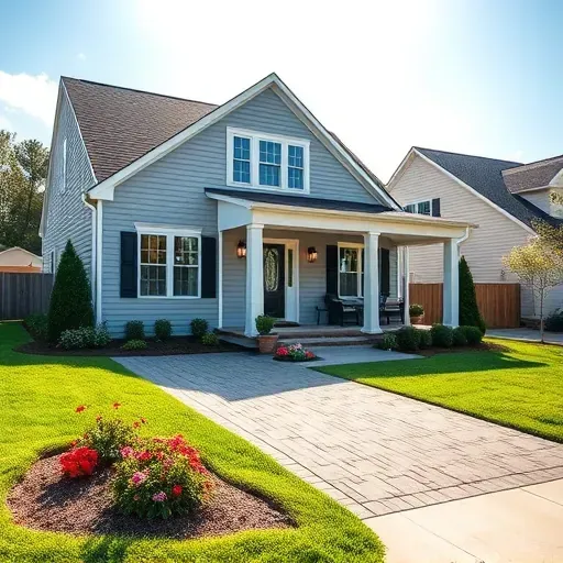 Renovated Middlesex, NC home with pristine siding, lush landscape, modern porch, and vibrant garden under clear blue sky.